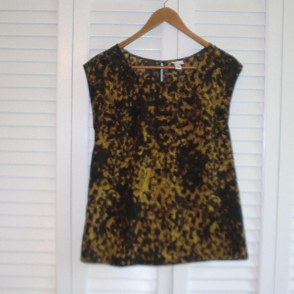 Merona Black Brown Blouse Career M EUC Cap Sleeve